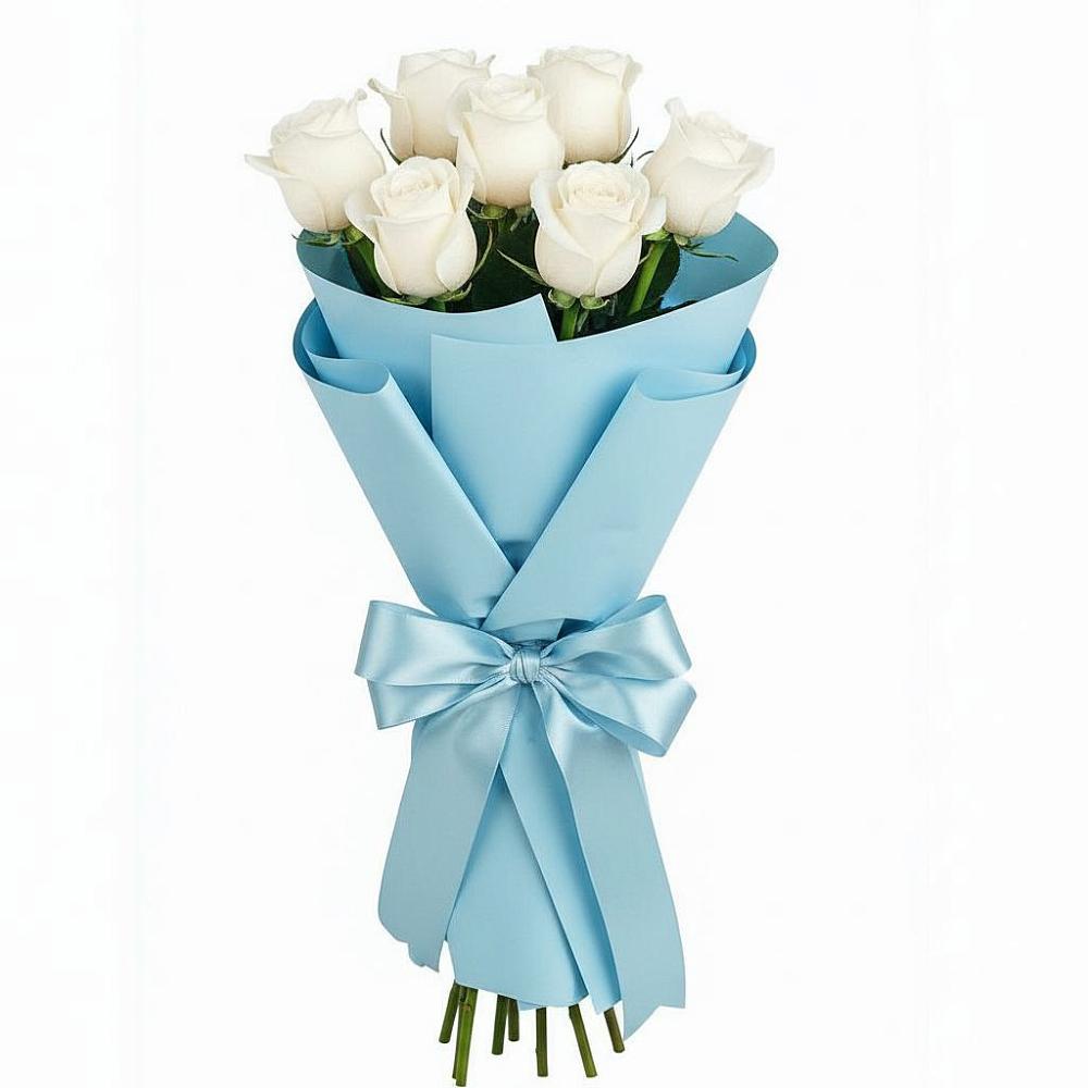 Букет 7 белых роз Проуд в Думиничи