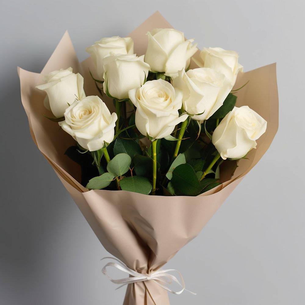 Букет 9 Белых роз Эдлесс Лав в Думиничи