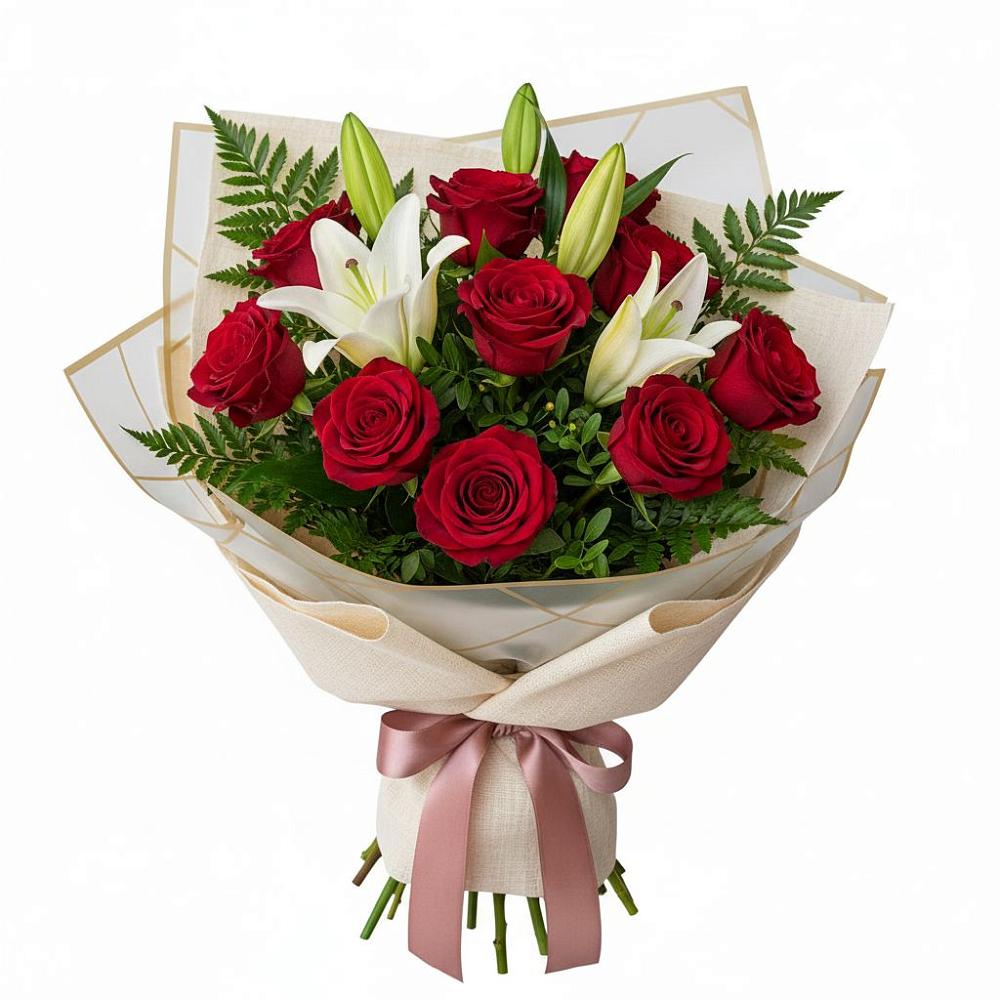 Букет цветов из: Лилии и Розы в Думиничи