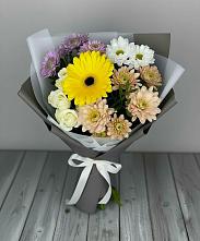 Букет цветов из:  Розы, Герберы и Хризантемы в Думиничи