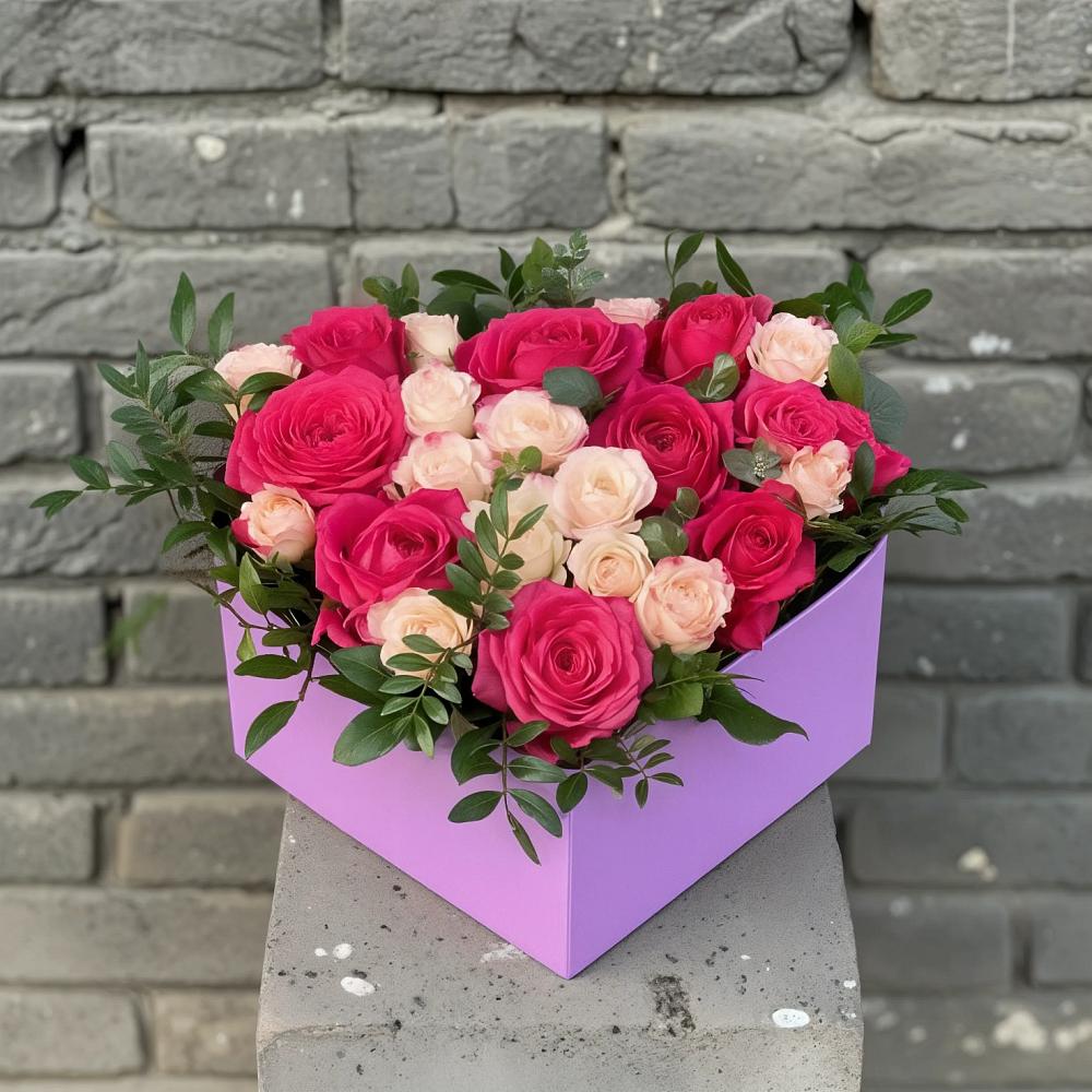 Цветочная композиция из Розы в коробке в Думиничи