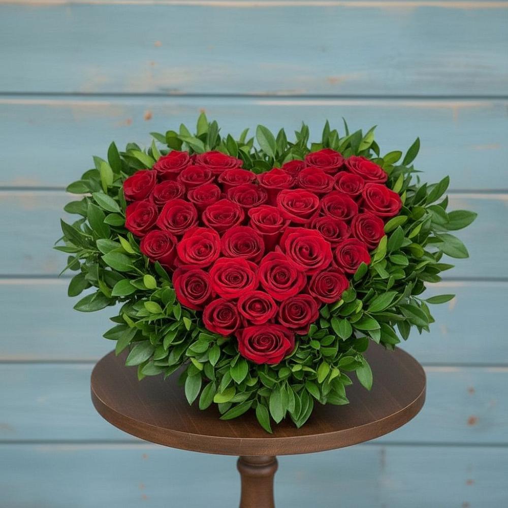 Цветочная композиция из Розы в виде сердца в Думиничи