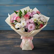 Букет цветов из:  Хризантемы, Альстромерии и Розы в Думиничи