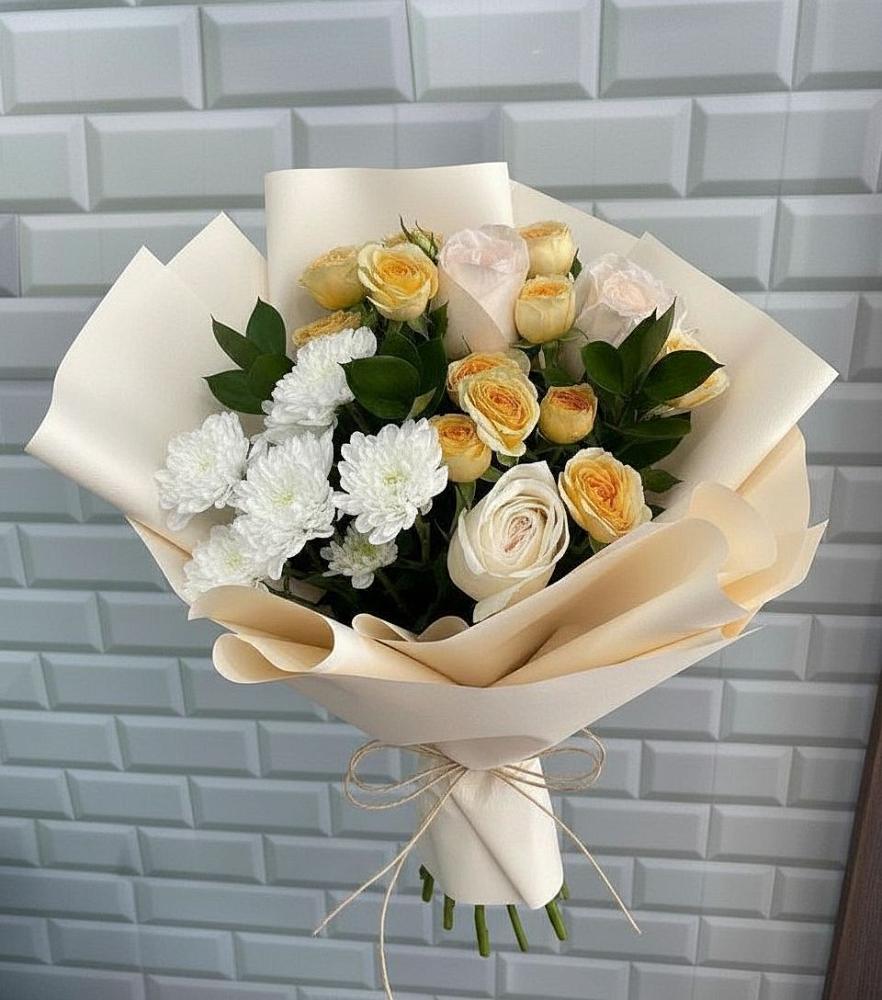 Букет цветов из: Розы и Хризантемы в Думиничи