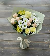 Букет цветов из:  Альстромерии, Розы и Хризантемы в Думиничи