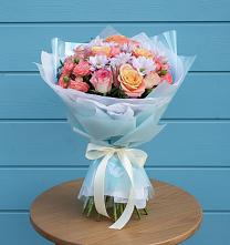 Букет цветов из:  Хризантемы и Розы в Думиничи